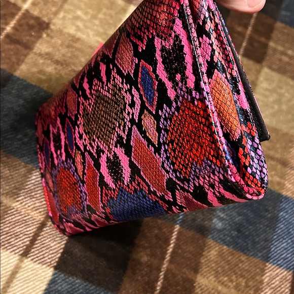 Liliana Pink and Blue Snake Print Clutch - Picture 2 of 9